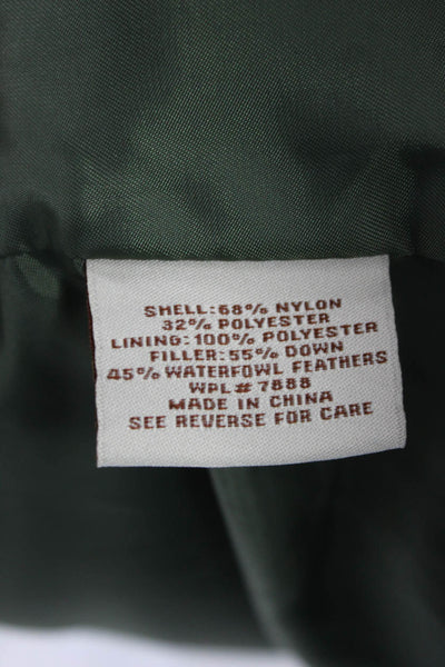 Michael Michael Kors Womens Green Puffer Jacket High Neck Snap Size L