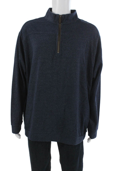 Roundtree & Yorke Mens Pullover Mock Neck Zip Dark Blue Big & Tall Size 2XL