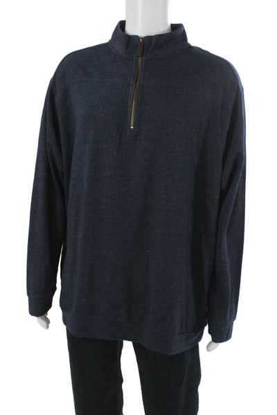 Roundtree & Yorke Mens Pullover Mock Neck Zip Dark Blue Big & Tall Size 2XL