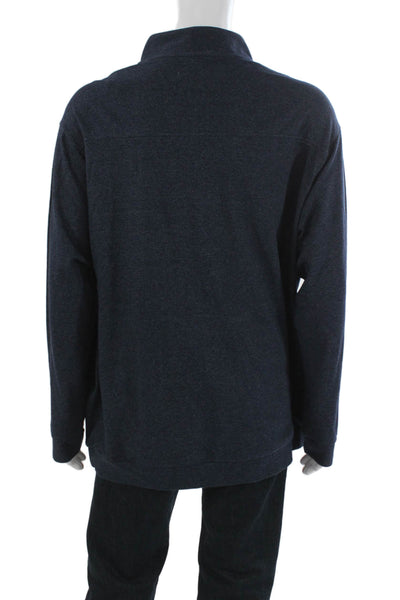 Roundtree & Yorke Mens Pullover Mock Neck Zip Dark Blue Big & Tall Size 2XL