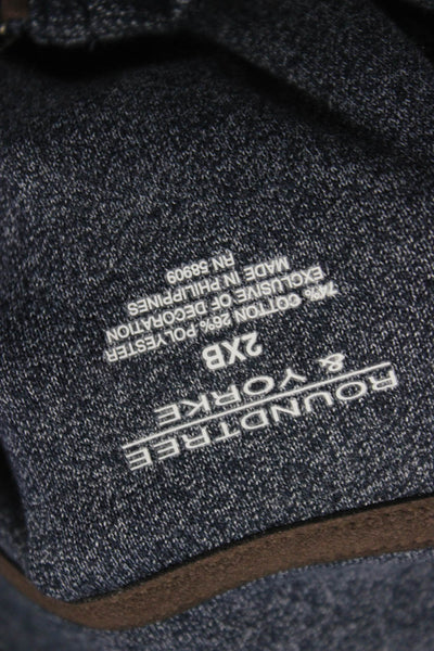 Roundtree & Yorke Mens Pullover Mock Neck Zip Dark Blue Big & Tall Size 2XL