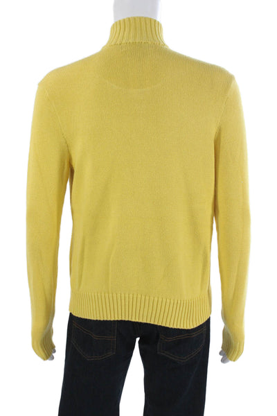 Polo Ralph Lauren Mens Yellow Pima Cotton Mock Neck Zip Pullover Size M