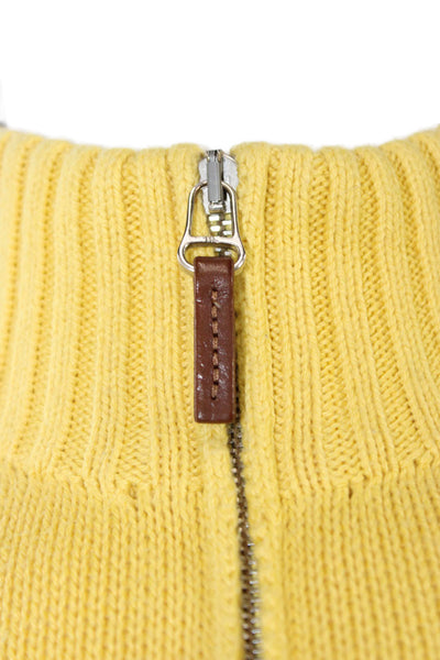 Polo Ralph Lauren Mens Yellow Pima Cotton Mock Neck Zip Pullover Size M