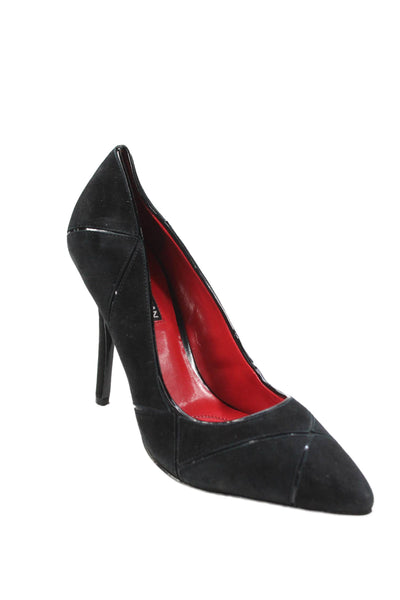 Charles Jourdan Paris Womens Slip On Stiletto Pointed Toe Pumps Black Suede 7