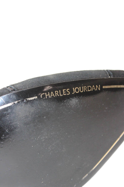Charles Jourdan Paris Womens Slip On Stiletto Pointed Toe Pumps Black Suede 7