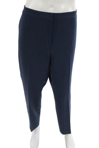Lafayette 148 New York Women Ankle Dress Pants Dark Blue Wool Size 38