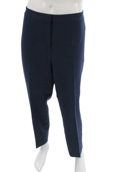 Lafayette 148 New York Women Ankle Dress Pants Dark Blue Wool Size 38