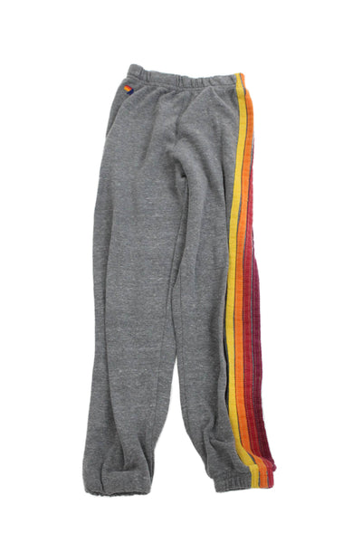 Aviator Nation Girls Multi Striped Cuff Ankle Sweatpants Gray Size 8