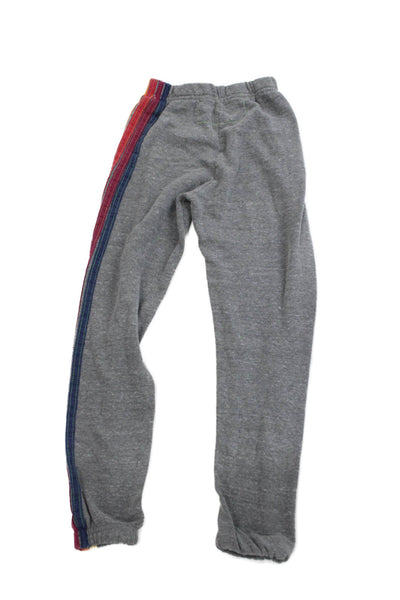 Aviator Nation Girls Multi Striped Cuff Ankle Sweatpants Gray Size 8