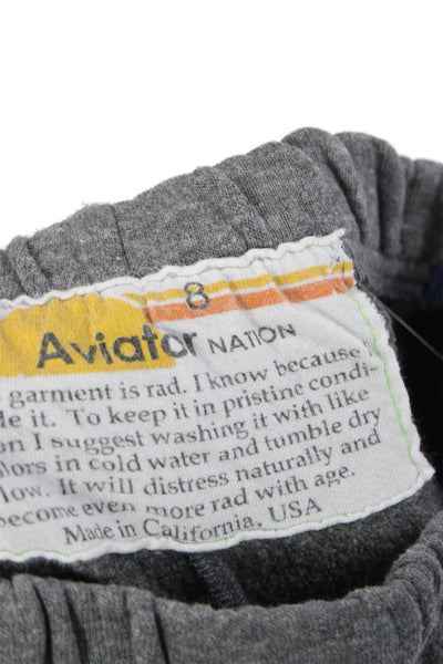 Aviator Nation Girls Multi Striped Cuff Ankle Sweatpants Gray Size 8