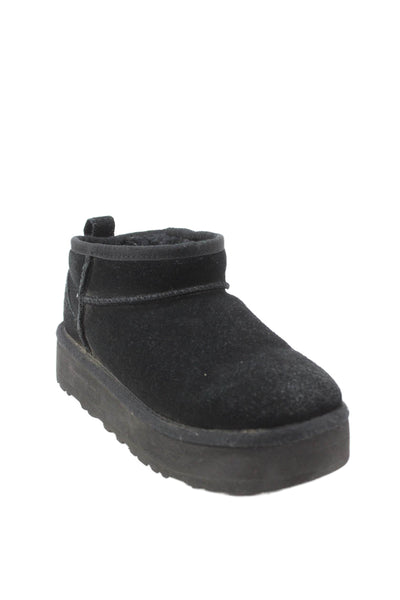 Ugg Girls Suede Shearling Lined Classic Mini Boots Shoes Black Size 2