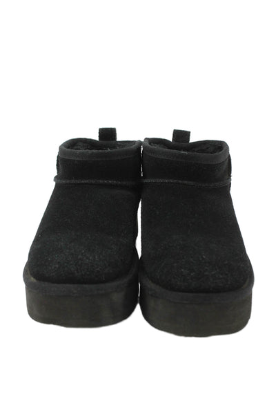 Ugg Girls Suede Shearling Lined Classic Mini Boots Shoes Black Size 2