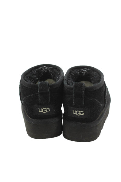 Ugg Girls Suede Shearling Lined Classic Mini Boots Shoes Black Size 2