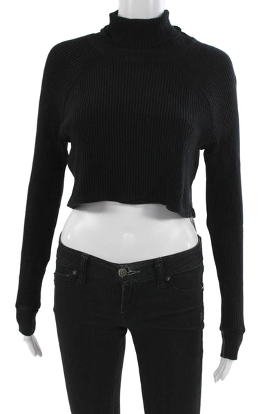 The Range Unisex Gothic Black Mock Neck Pullover Sweater 98% Cotton Size S