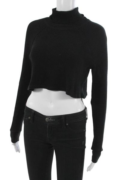 The Range Unisex Gothic Black Mock Neck Pullover Sweater 98% Cotton Size S