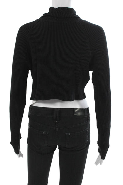 The Range Unisex Gothic Black Mock Neck Pullover Sweater 98% Cotton Size S