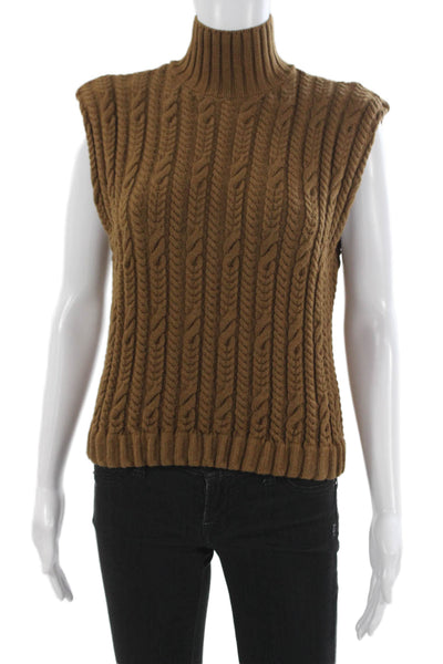 Zara Unisex Turtleneck Sleeveless Pullover Vest Brown Size S