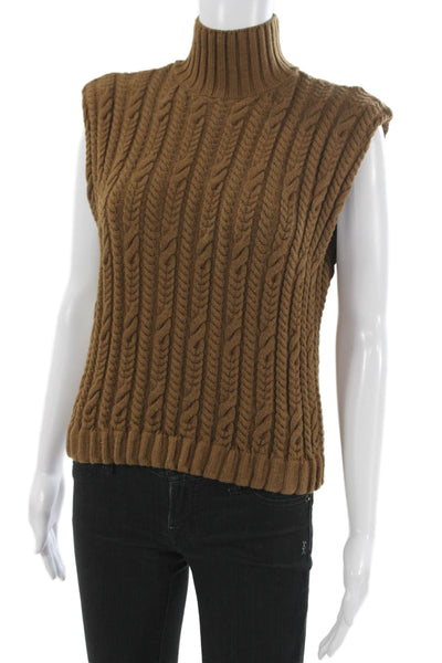 Zara Unisex Turtleneck Sleeveless Pullover Vest Brown Size S