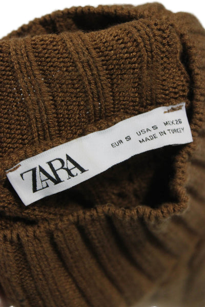 Zara Unisex Turtleneck Sleeveless Pullover Vest Brown Size S
