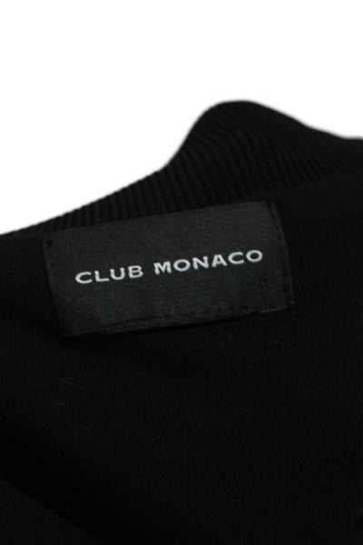 Club Monaco Womens Black Bomber Jacket Zip Crew Neck Long Sleeve Size M