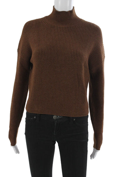 J Crew Unisex Brown Pullover Mock Neck Sweater Long Sleeve Size 2XS