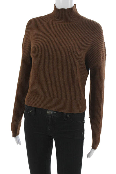 J Crew Unisex Brown Pullover Mock Neck Sweater Long Sleeve Size 2XS