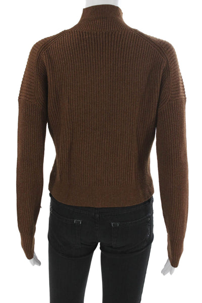 J Crew Unisex Brown Pullover Mock Neck Sweater Long Sleeve Size 2XS