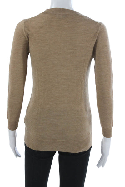 J Crew Unisex Tan Merino Wool Crewneck Pullover Sweater Size XS