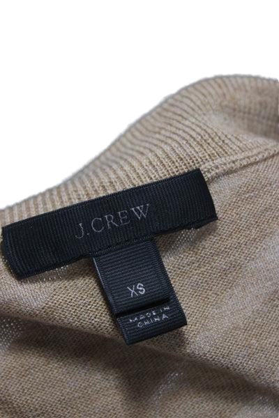 J Crew Unisex Tan Merino Wool Crewneck Pullover Sweater Size XS
