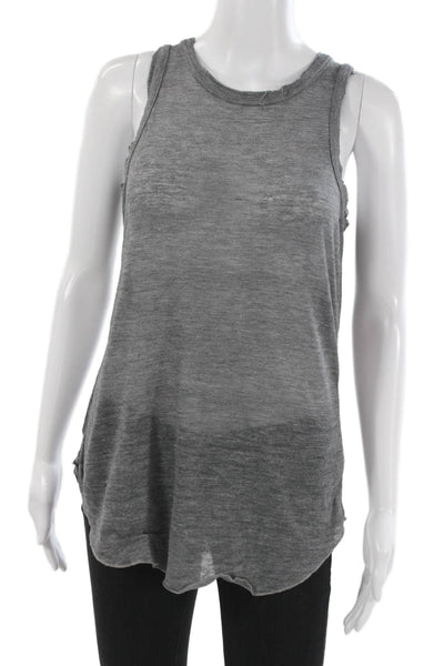 Chaser Women Basic Jersey Sleeveless Tank Gray Crew Neck Solid Size S