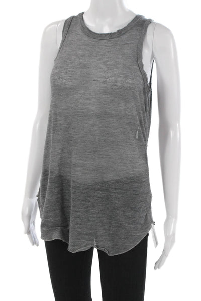 Chaser Women Basic Jersey Sleeveless Tank Gray Crew Neck Solid Size S