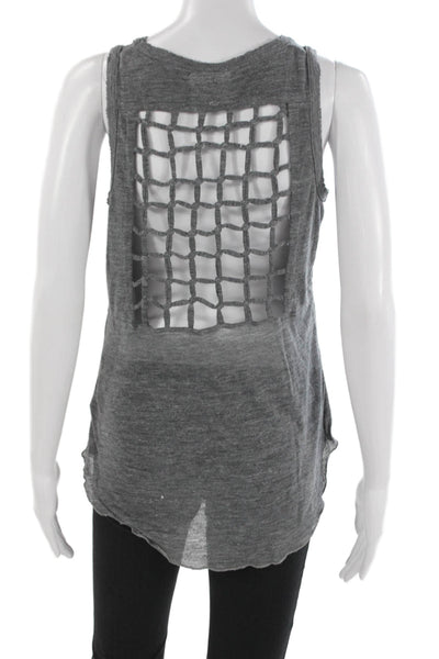 Chaser Women Basic Jersey Sleeveless Tank Gray Crew Neck Solid Size S