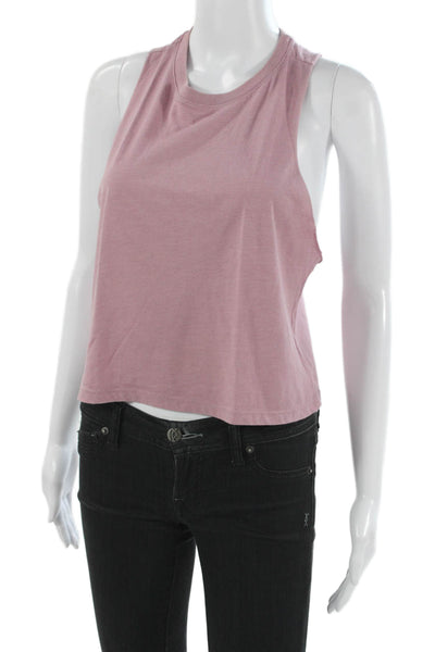 Bella + Canvas Womens Cropped Pink Heather CVC Crewneck Tank Size S