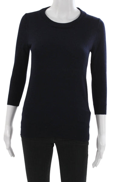 J Crew Womens Dark Blue Wool Alpaca Blend Crew Neck Pullover Size XS