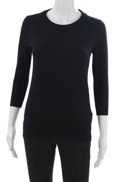 J Crew Womens Dark Blue Wool Alpaca Blend Crew Neck Pullover Size XS