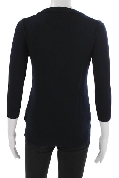 J Crew Womens Dark Blue Wool Alpaca Blend Crew Neck Pullover Size XS