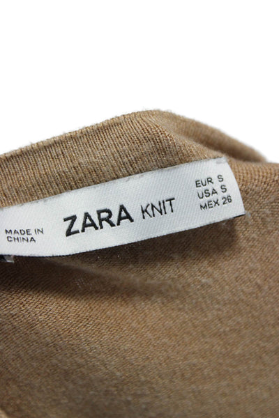 Zara Knit Unisex Beige Pullover Sweater Crew Neck Long Sleeve Size S