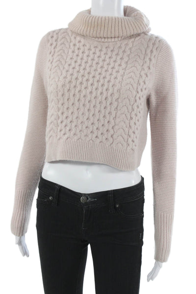 Club Monaco Women Turtleneck Pullover Sweater Beige Lambswool Angora Size S