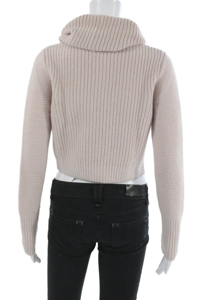 Club Monaco Women Turtleneck Pullover Sweater Beige Lambswool Angora Size S