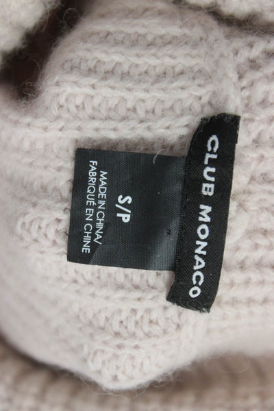 Club Monaco Women Turtleneck Pullover Sweater Beige Lambswool Angora Size S