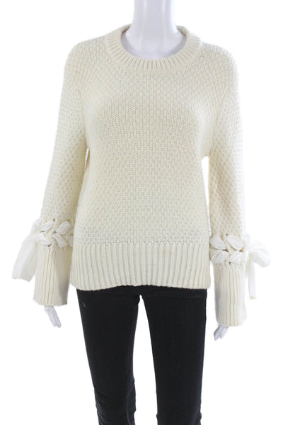 Club Monaco Unisex White Pullover Crew Neck Tie Detail Long Sleeve Size XS