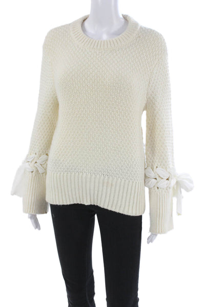 Club Monaco Unisex White Pullover Crew Neck Tie Detail Long Sleeve Size XS