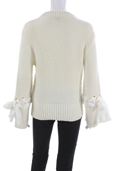 Club Monaco Unisex White Pullover Crew Neck Tie Detail Long Sleeve Size XS