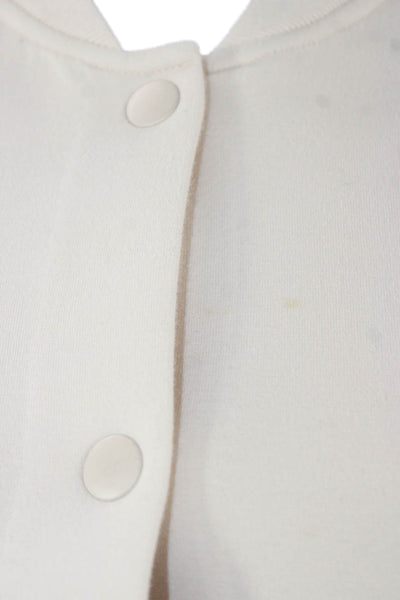 Club Monaco Women Beige Snap Coat Crew Neck Long Sleeve Size XS Petite