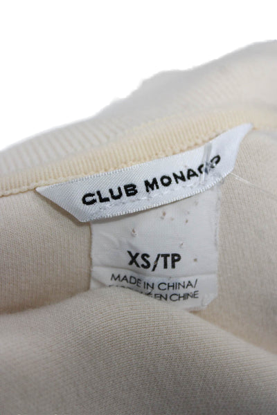 Club Monaco Women Beige Snap Coat Crew Neck Long Sleeve Size XS Petite