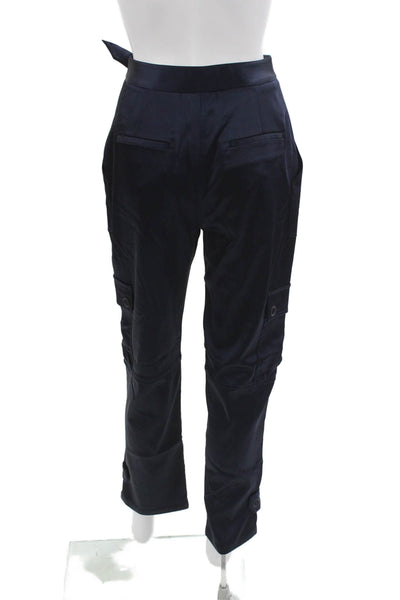 Jonathan Simkhai Women Cargo Pants Dark Blue Polyester Buckle Inseam 28 Size 2
