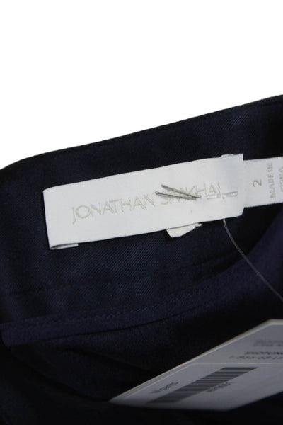 Jonathan Simkhai Women Cargo Pants Dark Blue Polyester Buckle Inseam 28 Size 2