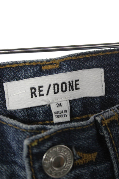 Re/Done Women Wide Leg Dark Blue High Rise 100% Cotton Jeans Size 24