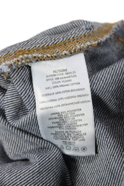 Re/Done Women Wide Leg Dark Blue High Rise 100% Cotton Jeans Size 24
