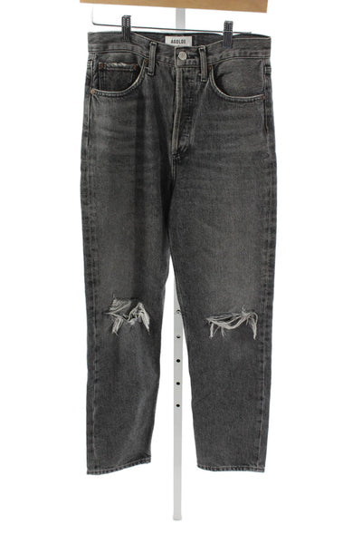 Agolde Women Dark Gray Mom Straight High Rise Jeans Size 24